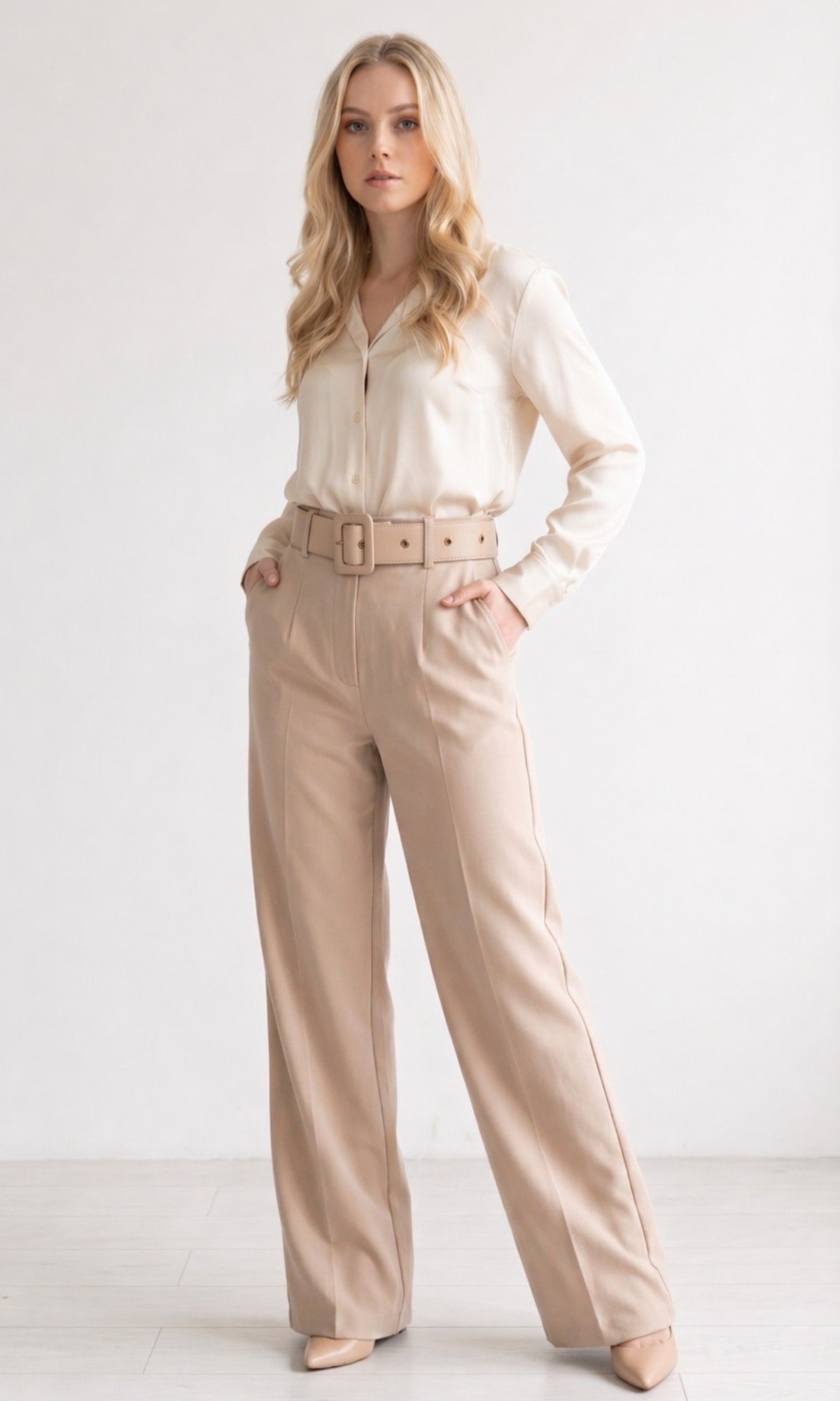 PANTALON PALAZO CON CINTURON - Image 4