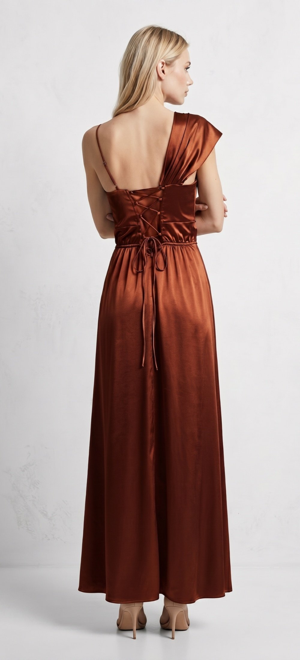 VESTIDO SATINDO CUELLO MEDIO LAZO - Image 3