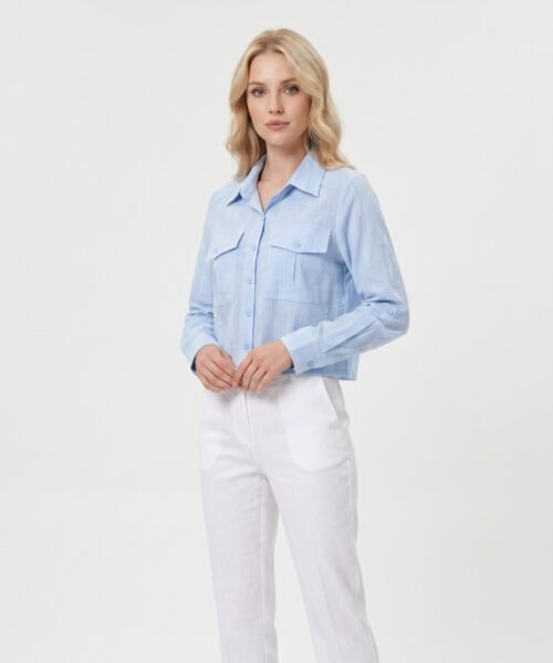 BLUSA ACANALADA 2 BOLSILLOS