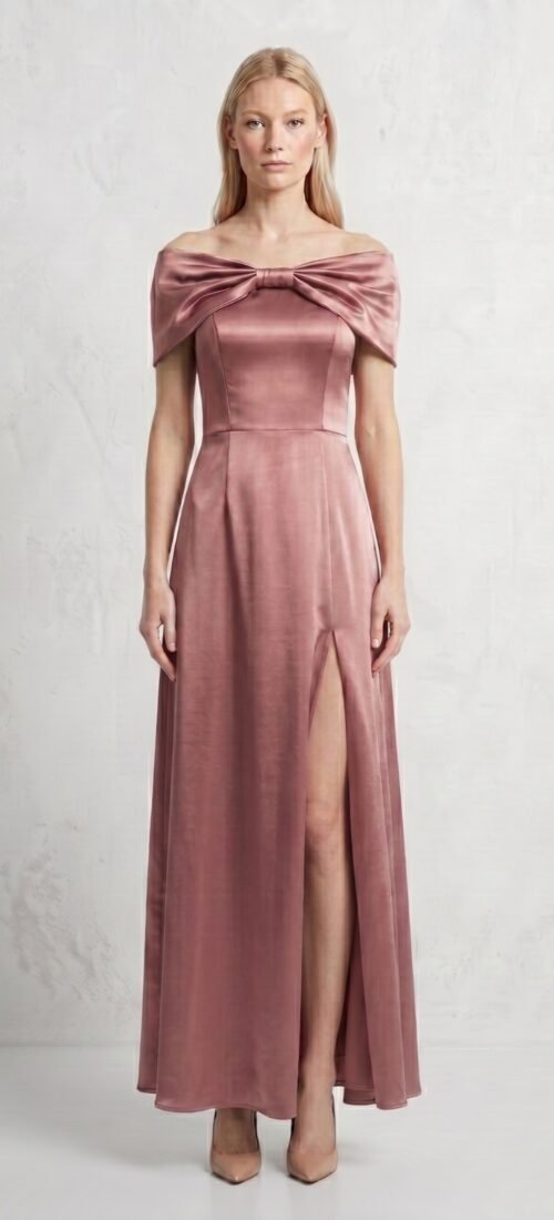 VESTIDO SATINDO CUELLO LAZO