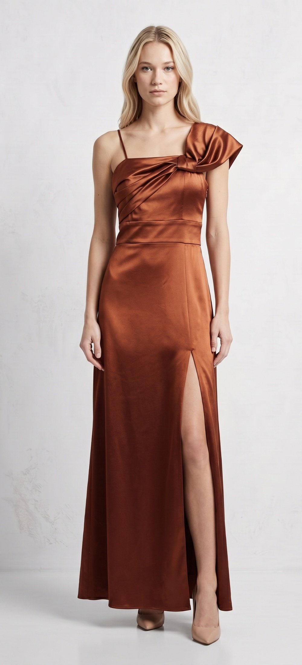 VESTIDO SATINDO CUELLO MEDIO LAZO - Image 2